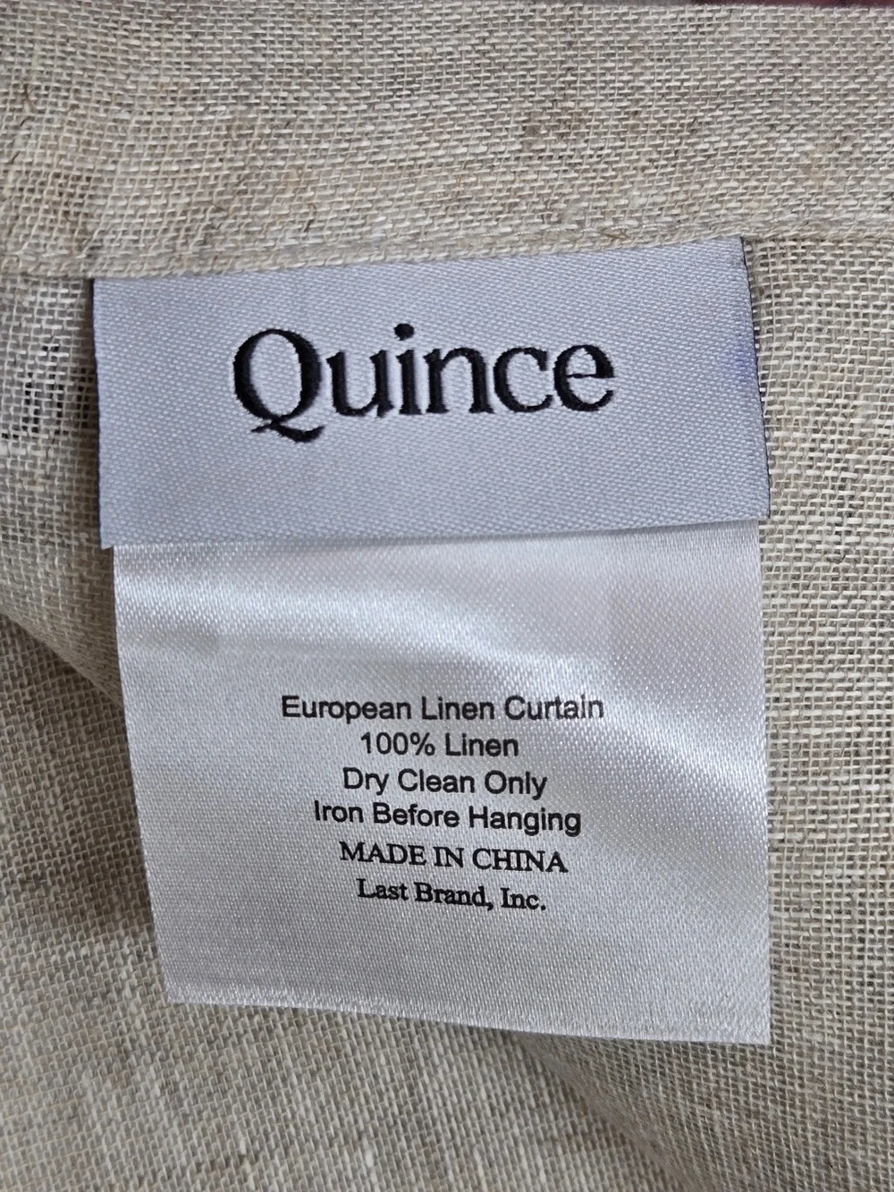 NWT QUINCE Set Of 2 48x96 European Linen Sheer Curtains Flax 9234